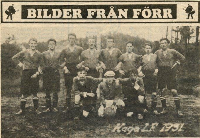 Fotbollslaget Haga IF uppställt vid Hagavallens invigning 1931.